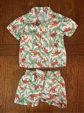 Old Navy Baby Boy Double Weave Shirt & Short Set, Dinosaur Print, 18-24 month